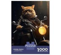 Puzzle Da 1000 Pezzi Per Adulti Tabby Cat Motorcycle Gang Puzzle Per Adolescenti Gioco Rompicapo Decorazione Per La Casa È Ideale Come Regalo 38x26cm/1000pcs