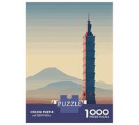 Puzzle Da 1000 Pezzi Per Adulti Taipei 101, Taiwan Skyline Illustration Puzzle Rompicapo Gioco Di Logica Gara Di Velocità Manuale Ottimo Regalo Per I Giocatori 38x26cm/1000pcs