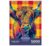 Puzzle Da 1000 Pezzi Per Adulti Tartan Highland Cow Puzzle Per Adulti Giochi Rilassanti Sfida Difficile Per Compleanno, Natale 52x38cm/1000pcs