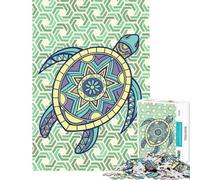 Puzzle da 1000 pezzi per adulti tartaruga decorativa con sfondo geometrico difficile e stimolante un'opera d'arte gioco educativo adatto a persone dai 14 anni in su (50x75cm)