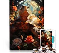 Puzzle da 1000 pezzi per adulti Tartaruga nelle rose Fatto di cartone Adatto a partire dai 14 anni Gioco intellettuale Regalo divertente per la famiglia misurare：38x52cm
