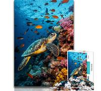 Puzzle da 1000 pezzi per adulti Tartaruga nell'oceano, giocattoli educativi per l'apprendimento Giochi per famiglie Migliorano l'amore tra coppie 50x75cm