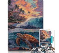 Puzzle da 1000 pezzi per adulti Tartaruga sulla spiaggia 1000 pezzi per adolescenti, giochi educativi Decorazione per la casa Regalo di compleanno, regali, arte murale 26x38cm