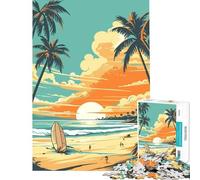 Puzzle da 1000 pezzi per adulti tavola da surf vintage retrò gioco educativo stimolante giocattolo ideale come regalo per attività in famiglia (dimensioni 50x75cm)
