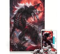 Puzzle da 1000 pezzi per adulti, tema anime Blood Moon Wolf, gioco per famiglie, impegnativo da completare, per rafforzare l'amore tra le coppie 38x26cm