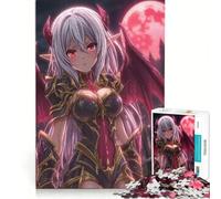 Puzzle da 1000 pezzi per adulti, tema anime succube con luna rossa, gioco educativo, rilassante e stimolante per la mente, ottimo regalo per gli appassionati di videogiochi 38x52cm