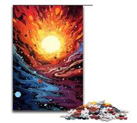 Puzzle da 1000 pezzi per adulti tema: arte psichedelica strana divertimento per tutta la famiglia con poster abbinato e foglio di quiz 75x50 cm.