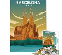 Puzzle da 1000 pezzi per adulti tema Barcellona Spagna viaggio arte gioco pratico giocattolo intellettuale opera d'arte regalo di compleanno (dimensioni 38x52cm)