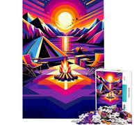 Puzzle da 1000 pezzi per adulti tema campeggio e tramonto ideale per l'apprendimento e l'educazione perfetto per tutta la famiglia ideale come regalo di Babbo Natale segreto (dimensioni 50x75cm)