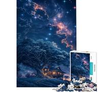 Puzzle da 1000 pezzi per adulti tema "Casa sull'albero nella notte stellata" ideale come regalo di compleanno o di Natale per donne Giocattolo fai-da-te per maggiori di 14 anni Dimensioni 50x75cm