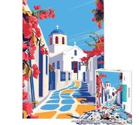 Puzzle da 1000 pezzi per adulti tema città greca arte greca gioco interattivo giocattolo educativo regalo di compleanno per tutta la famiglia (dimensioni 75x50cm)