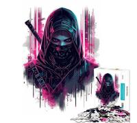 Puzzle da 1000 pezzi per adulti tema Cyberpunk Ninja con spada Divertimento a casa rompicapo per le vacanze adatto a persone dai 14 anni in su (50x75cm)