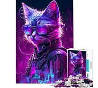 Puzzle da 1000 pezzi per adulti tema Cyberpunk Umano Gatto Gioco pratico divertente e spiritoso ideale come regalo di compleanno (dimensioni 38x26cm)