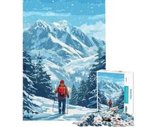 Puzzle da 1000 pezzi per adulti tema escursionismo invernale in montagna gioco di puzzle da 1000 pezzi decorazione da parete per divertimento in famiglia compleanno e Natale (50x75cm)