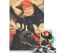 Puzzle da 1000 pezzi per adulti, tema fantasy retrò con drago e bestia, gioco per famiglie, allena la mente e la manualità, ideale come regalo per tutta la famiglia 50x75cm