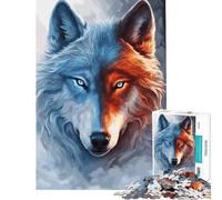 Puzzle da 1000 pezzi per adulti tema Ghiaccio e Fuoco Lupo Animale Sfida per l'Intelligenza Giocattolo Avvincente Giochi Rilassanti Educativo Regalo di Compleanno (Dimensioni 75x50cm)