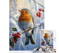 Puzzle da 1000 pezzi per adulti tema "Il posatoio del pettirosso invernale" gioco educativo per tutta la famiglia giocattolo decorativo da parete difficile e stimolante (50x75cm)