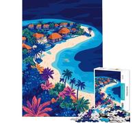 Puzzle da 1000 pezzi per adulti tema Isole Maldive tropicali arte minimalista giocattolo avvincente per coltivare la pazienza gioco pratico regalo per donne opera d'arte (dimensioni 38x26cm)