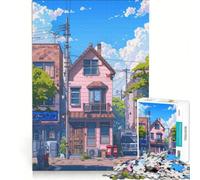 Puzzle da 1000 pezzi per adulti tema "La Casa Rosa" dell'anime gioco rompicapo assemblaggio di modelli per rafforzare l'amore tra le coppie 38x52cm
