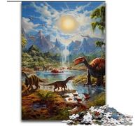 Puzzle da 1000 pezzi per adulti, tema: mondo dei dinosauri, realizzato in legno, design intricato per adolescenti, decorazioni fai da te e divertimento che stimola il cervello, 1000 pezzi(50x75cm)