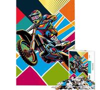 Puzzle da 1000 pezzi per adulti tema motocross Wpap pop art stimolante per la mente ideale per attività familiari e giochi educativi adatto a partire dai 14 anni (50x75cm)