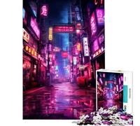 Puzzle da 1000 pezzi per adulti tema neon cyberpunk giapponese gioco rompicapo per adulti migliora la memoria regalo di Natale o compleanno (dimensioni 38x26cm)