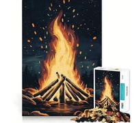 Puzzle da 1000 pezzi per adulti,tema "Notte intorno al fuoco",con bordi sottili,gioco cognitivo,rilassante e decorativo natalizio da parete (50x75cm)