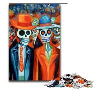 Puzzle da 1000 pezzi per adulti tema parata del Giorno dei Morti divertimento per tutta la famiglia con poster abbinato e foglio di quiz 75x50 cm.