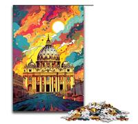 Puzzle da 1000 pezzi per adulti tema: psichedelia colorata nella Città del Vaticano regali di compleanno regali per adolescenti dai 12 anni in su 75x50 cm