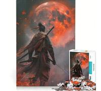 Puzzle da 1000 pezzi per adulti, tema samurai giapponesi e luna rossa, decorazione da parete, attività interattive genitore-figlio, regalo di Natale e compleanno 38x26cm