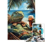 Puzzle da 1000 pezzi per adulti tema spiaggia con iguane ideale per momenti di relax Gioco divertente e antistress per genitori e figli (dimensioni 38x52cm)