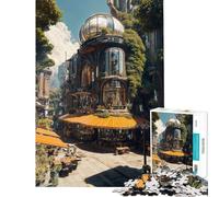 Puzzle da 1000 pezzi per adulti tema Steampunk Cafe con elementi naturali ideale per il relax e come regalo per donne e bambini (dimensioni 50x75cm)