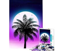 Puzzle da 1000 pezzi per adulti tema Synthwave Palm Sunset gioco pratico e coinvolgente per coltivare la pazienza regalo di compleanno e antistress (dimensioni 38x26cm)