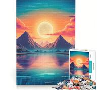 Puzzle da 1000 pezzi per adulti tema tramonto vaporwave gioco interattivo allena la mente e la mano ogni pezzo è unico 38x52cm