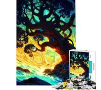 Puzzle da 1000 pezzi per adulti tema "Vita albero mistico fiume zen" Gioco rompicapo per adulti stimola la memoria e favorisce l'interazione genitore-figlio (dimensioni: 38x26cm)