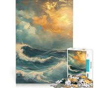 Puzzle da 1000 pezzi per adulti, Tempesta dell'Oceano Dorato, Gioco Impossibile, Analisi e Logica, Rafforza l'Amore tra le Coppie 38x52cm