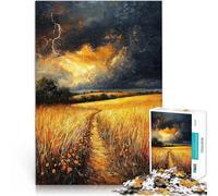 Puzzle da 1000 pezzi per adulti Tempesta ispirata agli impressionisti sui campi dorati Gioco a quiz Adatto per la decorazione del desktop 38x26cm