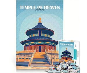 Puzzle da 1000 pezzi per adulti Tempio del Cielo Cina gioco rompicapo assemblaggio di modelli per rafforzare l'amore tra le coppie 38x26cm
