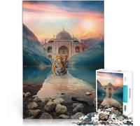 Puzzle da 1000 pezzi per adulti Tempio del tramonto sul mare della tigre Giochi educativi con pezzi completamente interconnessi di forma casuale 75x50cm