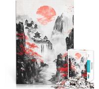 Puzzle da 1000 pezzi per adulti Tempio di montagna giapponese Per il divertimento in famiglia Regalo di compleanno, regali, arte murale 38x26cm