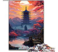 Puzzle da 1000 pezzi per adulti Templi giapponesi in legno, rompicapo ad alta difficoltà per adolescenti 50x75cm per arredamento, allenamento del cervello e regali per le feste