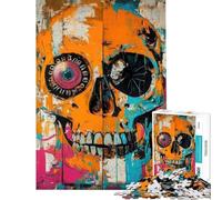 Puzzle da 1000 pezzi per adulti teschio arancione street art puzzle per adolescenti giochi rilassanti regalo di compleanno per amici e familiari (dimensioni 38x52cm)