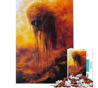 Puzzle da 1000 pezzi per adulti teschio che si scioglie nel fuoco giocattolo educativo gioco pratico idee regalo educative (dimensioni 38x26cm)