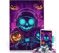 Puzzle da 1000 pezzi per adulti Teschio da giocatore di Halloween Gioco impegnativo e gioco in famiglia con poster abbinato e foglio di quiz 38x26cm