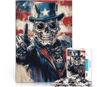 Puzzle da 1000 pezzi per adulti Teschio dello Zio Sam Antistress Vacanza in patria Uccidere il tempo è ideale come regalo per tutta la famiglia 75x50cm