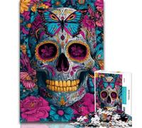 Puzzle da 1000 pezzi per adulti, teschio e farfalla, ottimo regalo, ogni pezzo è unico - gioco stimolante e divertente per tutta la famiglia, adatto a bambini di età compresa tra 38 e 26cm