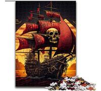 Puzzle da 1000 pezzi per adulti, teschio e nave pirata in legno, regalo perfetto per bambini dai 14 anni in su, 50x75cm, divertente lavoretto per tutta la famiglia, perfetto per compleanni e feste