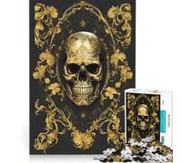 Puzzle da 1000 pezzi per adulti, teschio gotico nero e oro, gioco impossibile, analisi e logica, per rafforzare l'amore tra le coppie 38x52cm