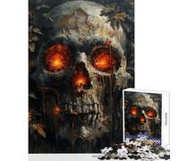 Puzzle da 1000 pezzi per adulti teschio infernale gioco rompicapo sfida difficile giocattolo decorativo da parete per rafforzare l'amore tra le coppie (38x26cm)
