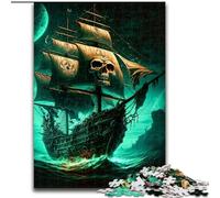 Puzzle da 1000 pezzi per adulti, teschio, nave pirata in legno, perfetto come decorazione fai da te o regalo di compleanno, 50x75cm, gioco rompicapo per adolescenti, perfetto regalo di Natale
